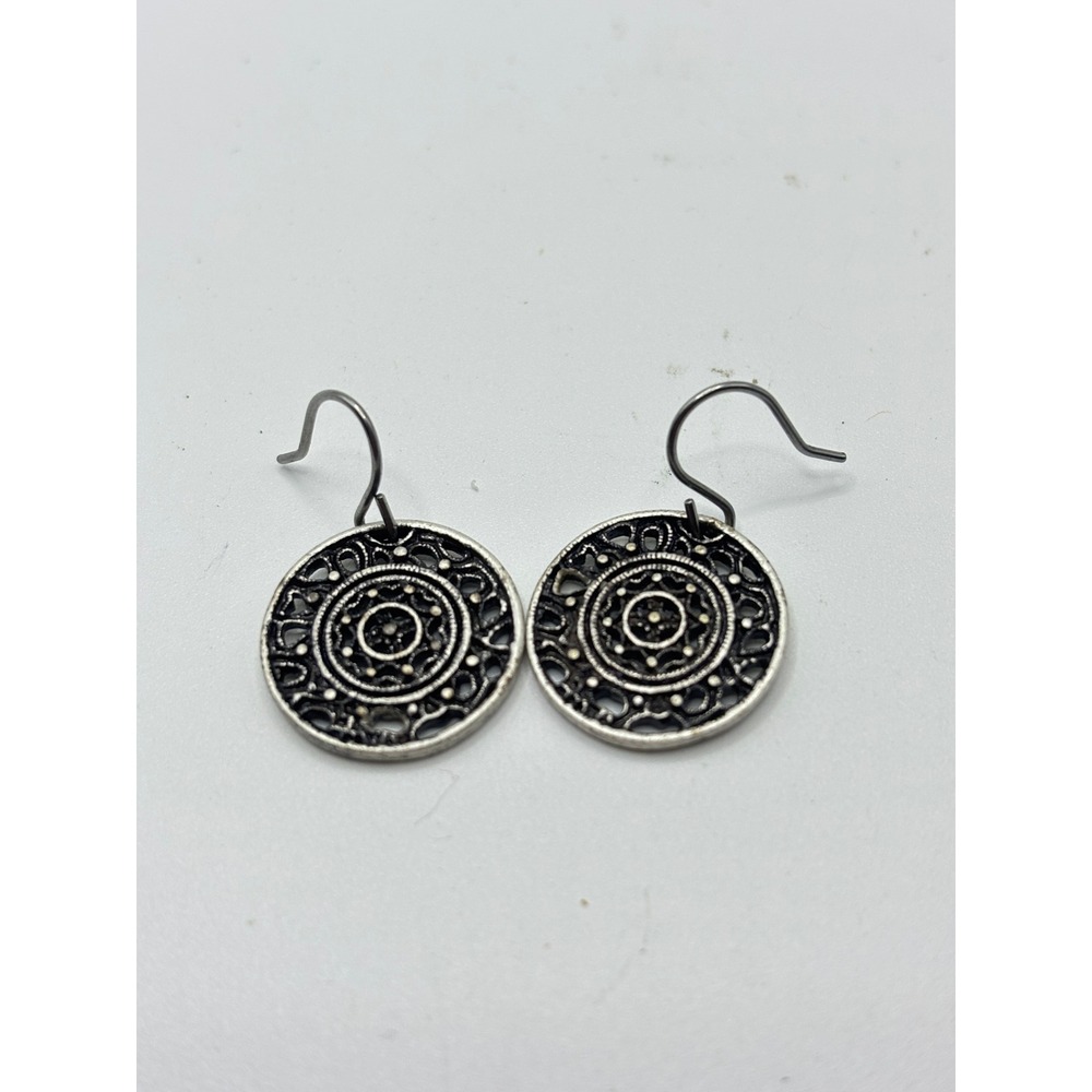 Unbranded Drop Earrings Womens OS Silver Mandala Filigree Boho Circular Dangle